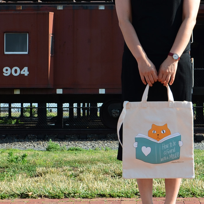 kredsløb slå tandpine Angelica Station | Two Way Canvas Tote Bag – Book Cat with Color Print